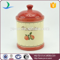 Fruits decal red ceramic canister sets